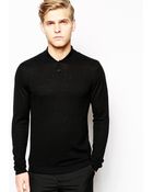 Asos Merino Shawl Neck Sweater - Lyst