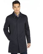 Burberry Navy Cotton Button Front Three Quarter Coat - Lyst