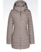 Armani Jeans Hooded Down Jacket In Technical Fabric - Lyst