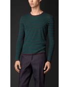 Burberry Striped Cashmere Cotton Sweater - Lyst