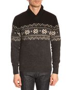 Hackett Snow Crew Shawl Neck Black Sweater - Lyst