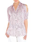 Lafayette 148 New York Pink Printed Jerrica Blouse - Lyst