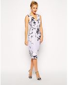 Asos Lilac Floral Pencil Dress - Lyst