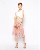 Asos Premium Midi Skirt In Lace - Lyst