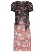 Bottega Veneta Crochet-Trimmed Printed Stretch-Silk Dress - Lyst