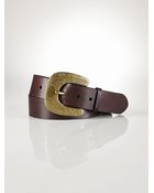 Polo Ralph Lauren Engraved-Buckle Leather Belt - Lyst