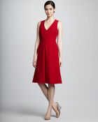 Valentino Pleated Bib Aline Dress Red 6 - Lyst
