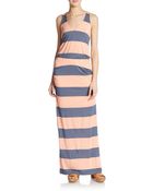 Splendid Striped V-Neck Maxi Dress - Lyst