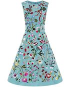 Oscar de la Renta Floral Embroidered Cocktail Dress - Lyst