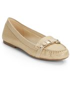 Ak Anne Klein Savina Snake-Print Metallic Flats - Lyst