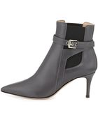 Gianvito Rossi Pointed Buckled Stretch-side Bootie - Lyst