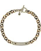 Michael Kors Gold Tone And Crystal Pave Logo Plaque Bracelet - Lyst