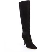 Jimmy Choo Black Suede 'Drape' Knee High Boots - Lyst