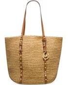 Michael Kors Michael Large Studded Straw Shopper - Lyst