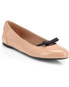 Prada Patent Leather Bow Ballet Flats - Lyst