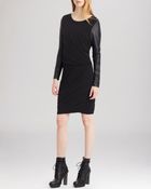 Kenneth Cole Virginie Faux Leather Sleeve Dress - Lyst
