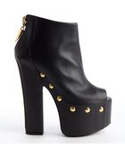Giuseppe Zanotti Black Studded Leather Peep Toe Zip Back Platforms - Lyst