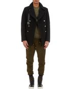 Balmain Belted-Collar Peacoat - Lyst