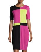 Misook Knit Short-Sleeve Crewneck Dress - Lyst