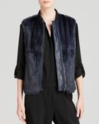 Vince Vest Quilted Leather and Fur - Lyst