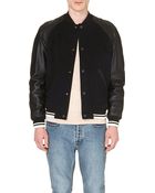 A.P.C. Leather-sleeved Bomber Jacket - Lyst