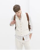 Zara Linen Suit Waistcoat with White Contrast - Lyst