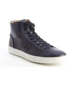 Tod's Blue Leather Logo Embossed High Top Sneakers - Lyst