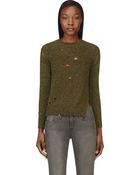 Etoile Isabel Marant Green Distressed Knit Rain Pullover - Lyst