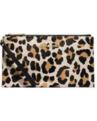 Michael Kors Bedford Leopard Hair Calf Clutch - Lyst