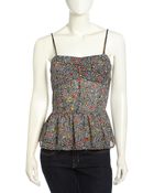 Greylin Floral-Print & Lace-Panel Peplum Cami - Lyst