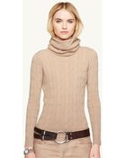 Ralph Lauren Black Label Cabled Cashmere Turtleneck - Lyst