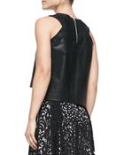 Milly Leather Angular Shell Top - Lyst