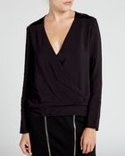 The Kooples Top - Drape Leather Shoulder - Lyst