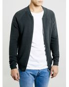 Topman Charcoal Fine Rib Bomber Jacket - Lyst