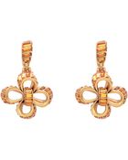 Oscar de la Renta Gold Tone And Swarovski Crystal Dangling Bow Earrings - Lyst