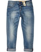 River Island Light Wash Chester Ankle Grazer Tapered Jeans - Lyst
