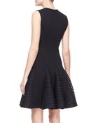 Lela Rose Sleeveless Seamed Stripeskirt Dress - Lyst