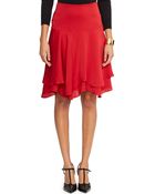 Lauren by Ralph Lauren Ruffled Drop-Waist Silk Skirt - Lyst