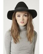 Topshop Wide Brim Pu Fedora Hat - Lyst