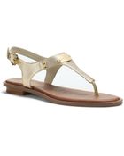 Michael Kors Logo Plaque Metallic Leather Sandal - Lyst