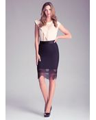 Bebe Lace Trim Power Mesh Skirt - Lyst