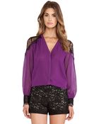 Alice + Olivia Sofia Lace Shoulder Blouse - Lyst