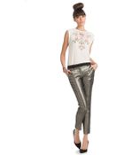 Trina Turk Francine Metallic Slim Leg Pants - Lyst