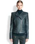 Balmain Quilted Leather Moto Jacket - Lyst