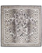 Roberto Cavalli Logo Leopard-Print Silk Scarf - Lyst