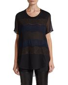 3.1 Phillip Lim Lace & Silk-Paneled Hi-Lo Top - Lyst