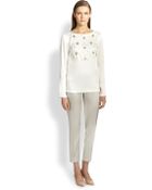 St. John Beaded Liquid Satin Blouse - Lyst