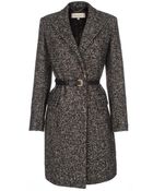 Paul Smith Grey Tweed Wrap Coat With Belt - Lyst