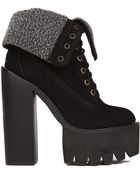 Jeffrey Campbell In Charge Black Nubuck Platform Booties - Lyst