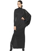 Jean Paul Gaultier Viscose Crepe Draped Shoulder Dress - Lyst